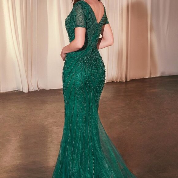 Short Sleeve Formal mother of the bride dress.Party evening prom black,green, - Picture 5 of 7